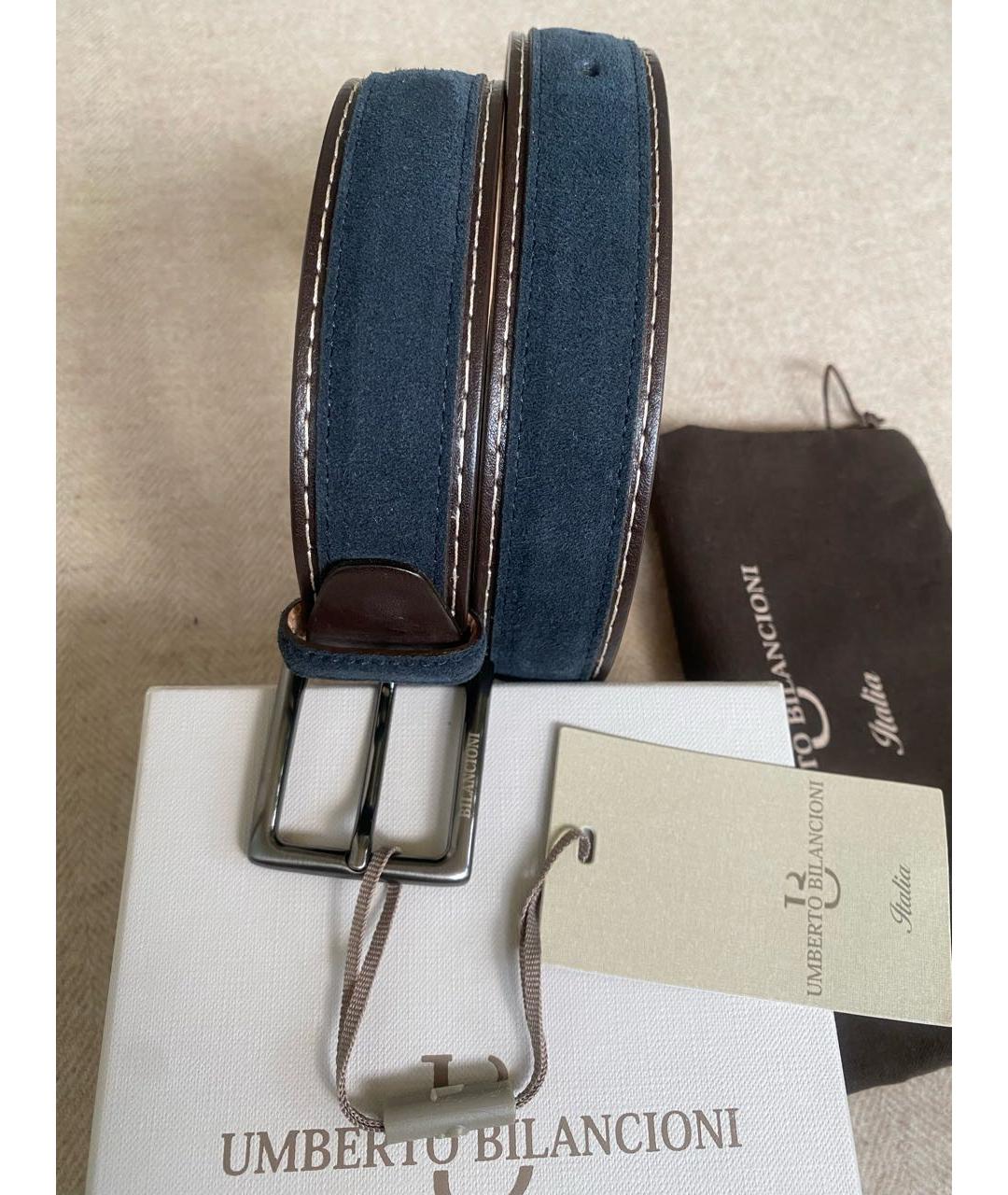 BILANCIONI Синий кожаный ремень, фото 8
