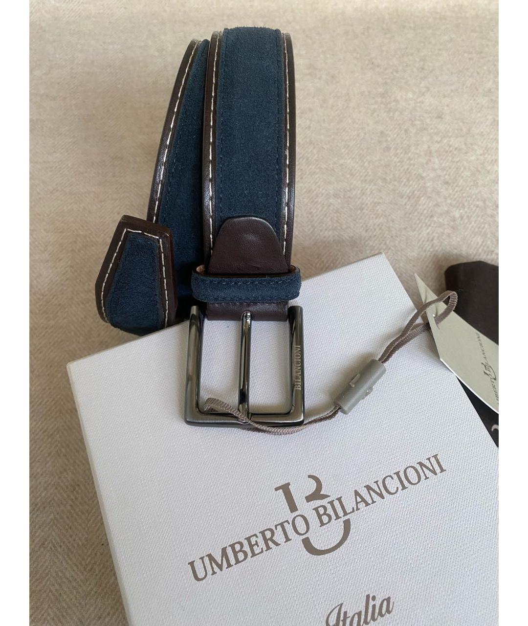 BILANCIONI Синий кожаный ремень, фото 6