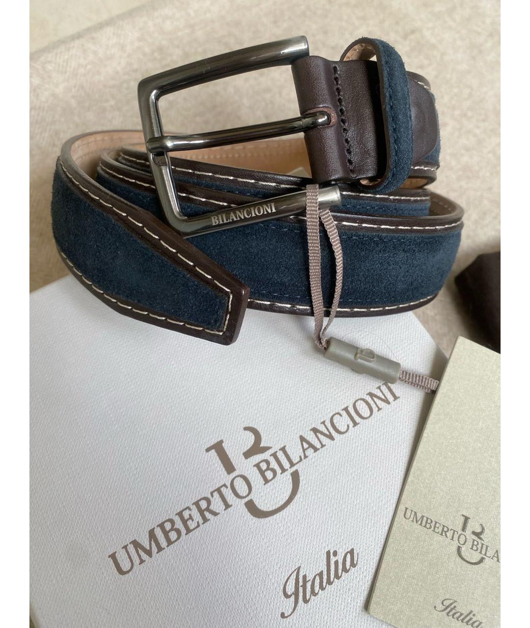 BILANCIONI Синий кожаный ремень, фото 5