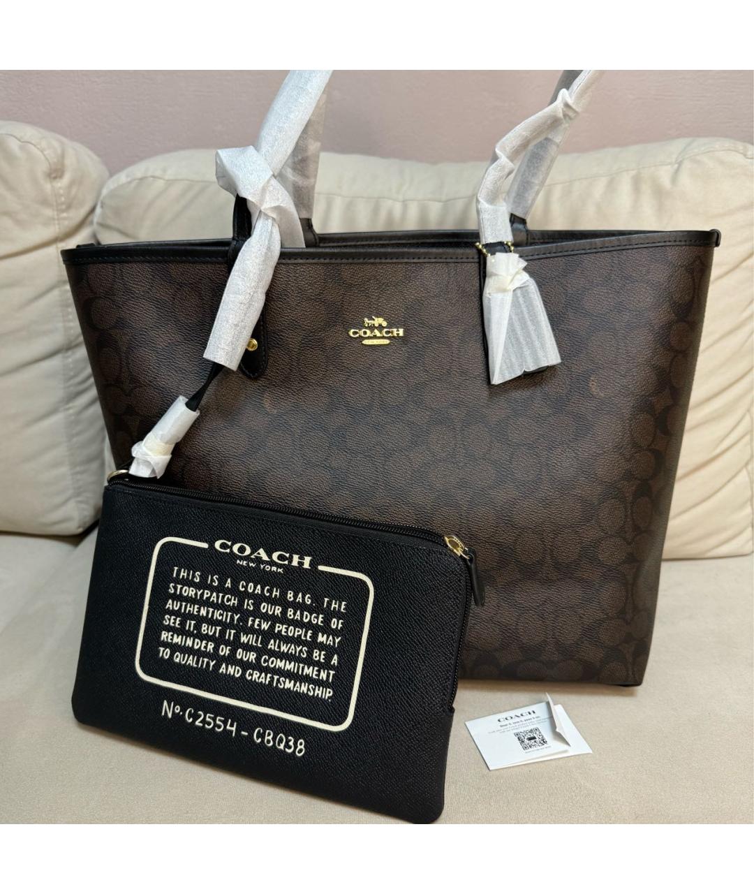 COACH Коричневая сумка тоут, фото 2