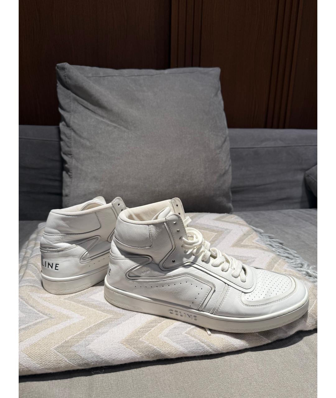 CELINE Белые кожаные низкие кроссовки / кеды, фото 3