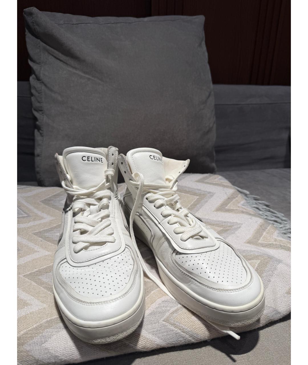 CELINE Белые кожаные низкие кроссовки / кеды, фото 2