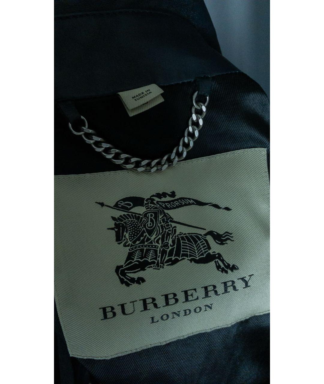 BURBERRY Темно-синяя кожаная куртка, фото 4