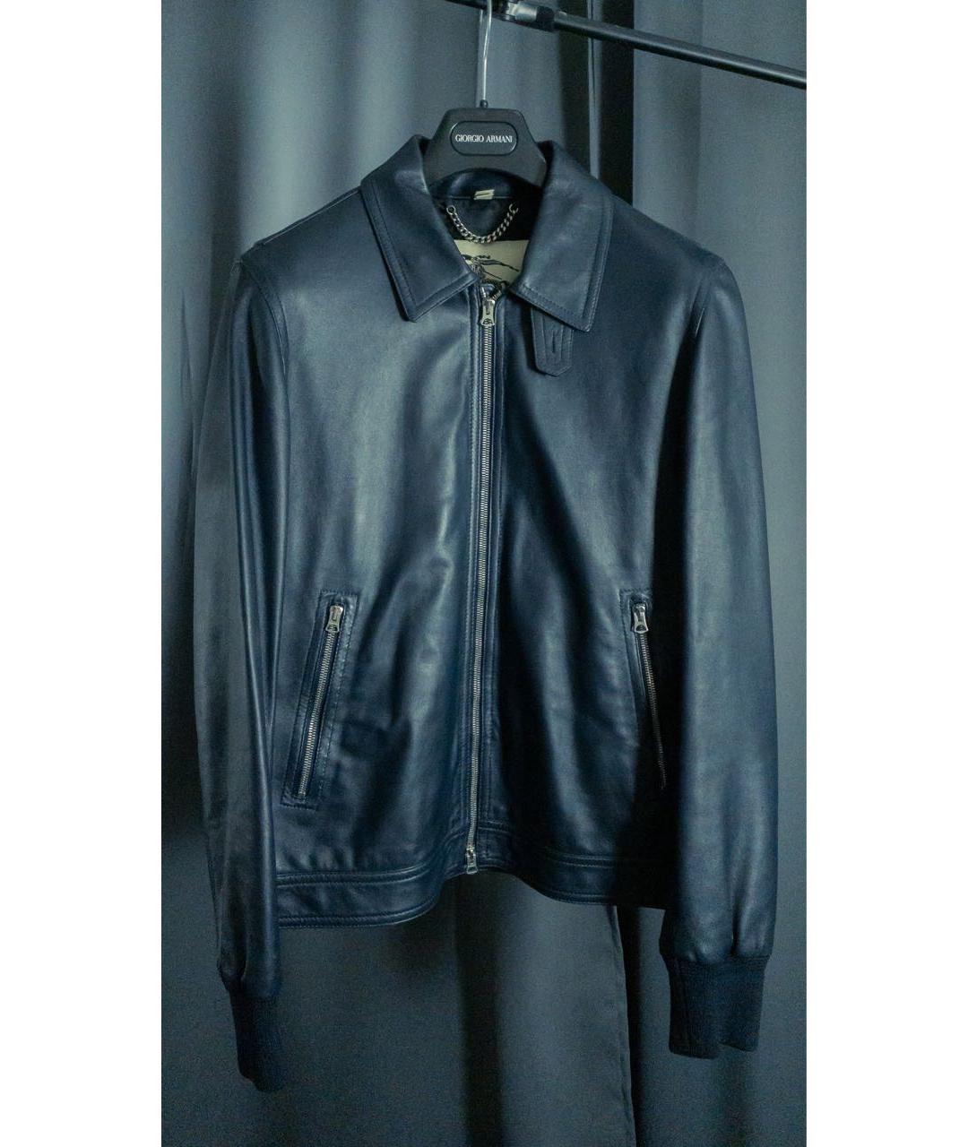 BURBERRY Темно-синяя кожаная куртка, фото 8