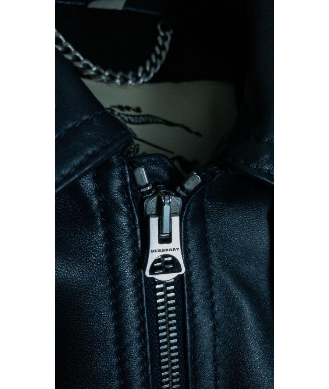 BURBERRY Темно-синяя кожаная куртка, фото 7
