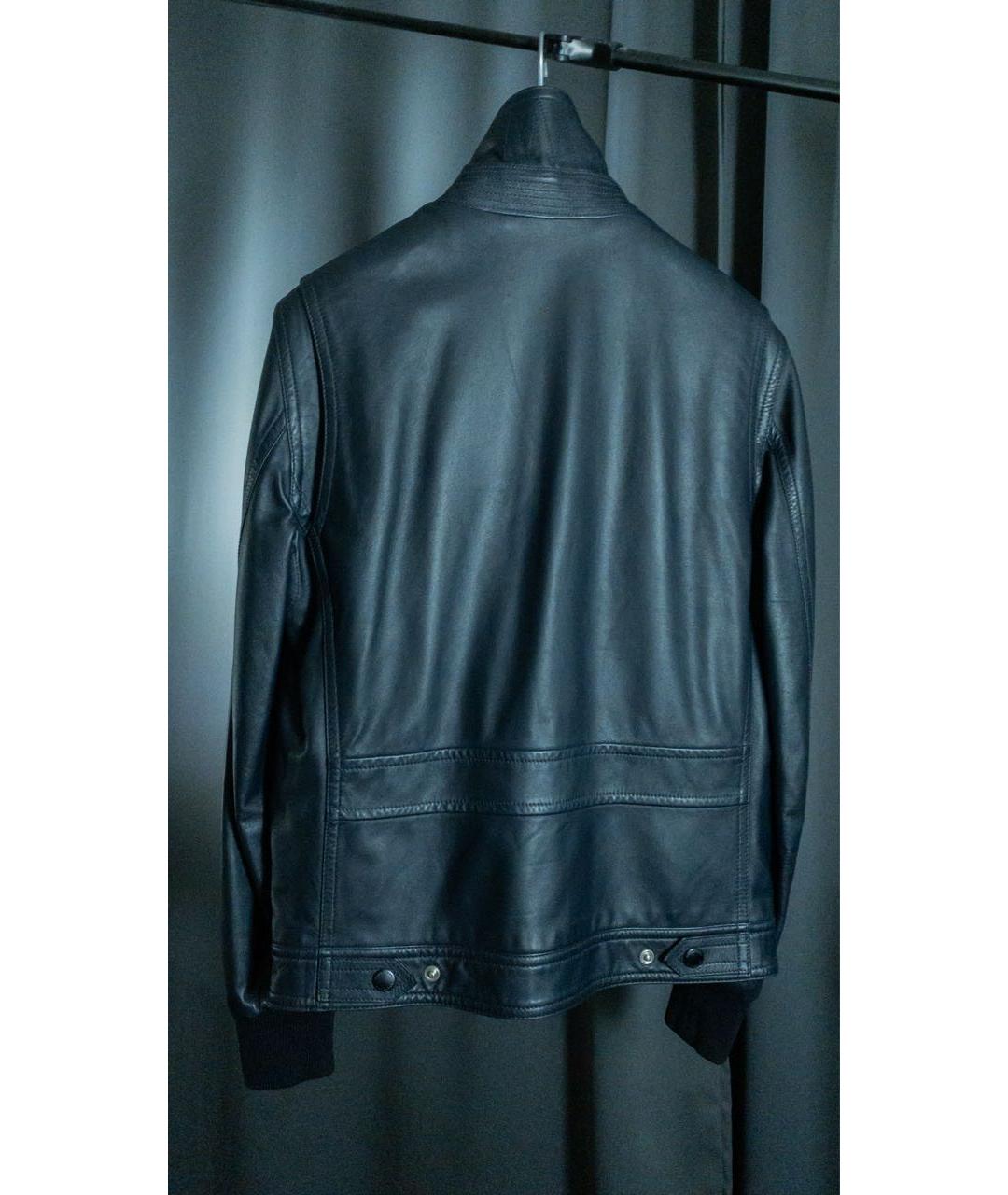 BURBERRY Темно-синяя кожаная куртка, фото 2