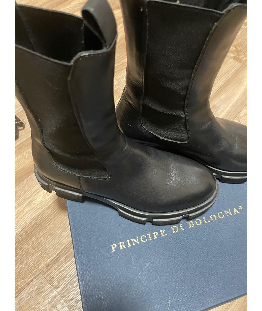 Principe di Bologna Черные кожаные полусапоги, фото 3
