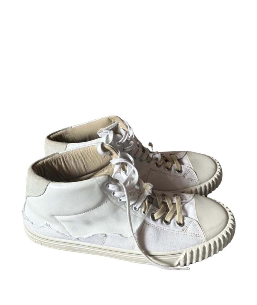 MAISON MARGIELA Белые текстильные низкие кроссовки / кеды, фото 1