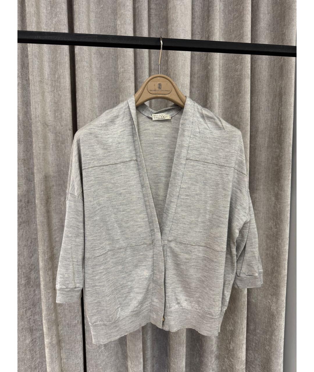 BRUNELLO CUCINELLI Серый кашемировый кардиган, фото 6