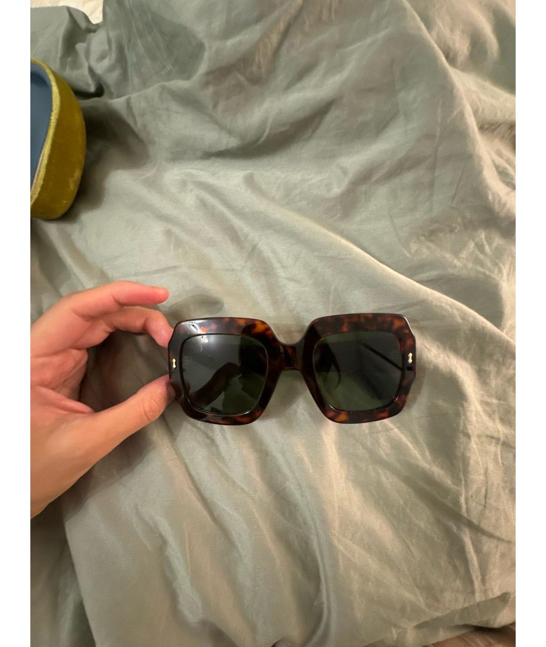 GUCCI Коричневые пластиковые солнцезащитные очки, фото 5