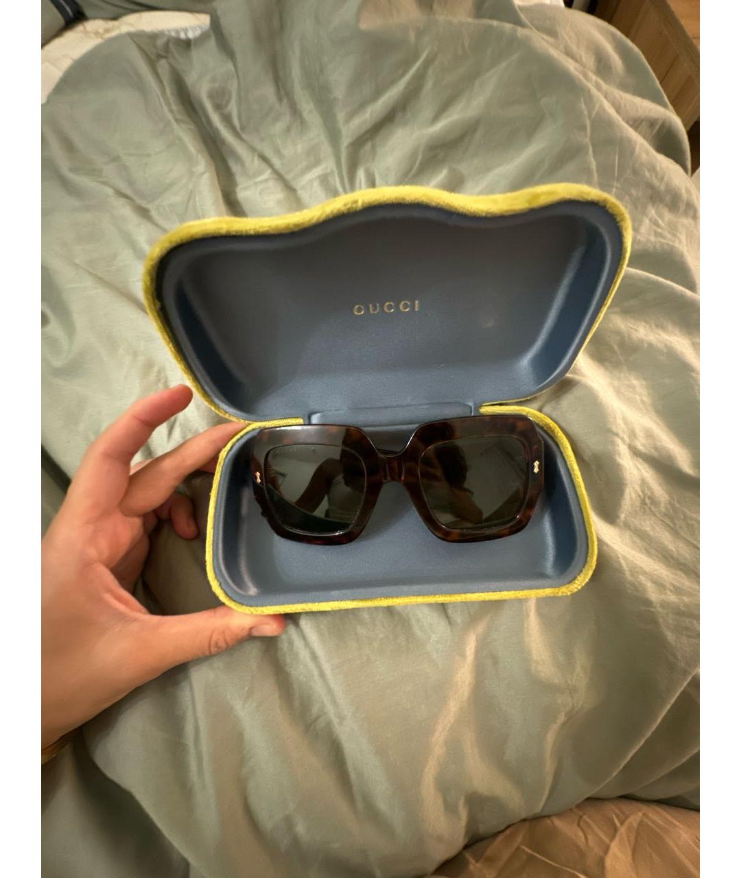 GUCCI Коричневые пластиковые солнцезащитные очки, фото 4