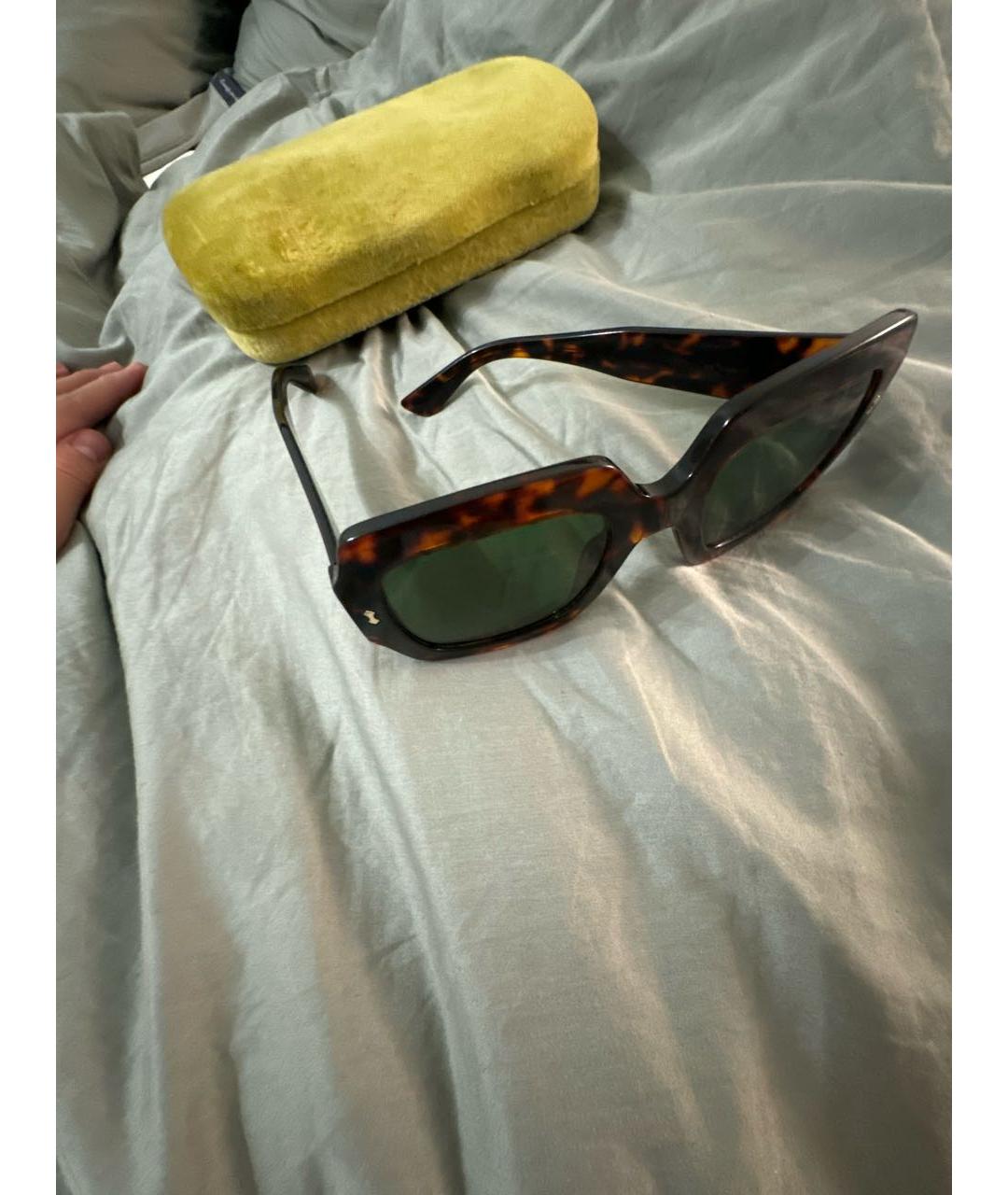 GUCCI Коричневые пластиковые солнцезащитные очки, фото 3