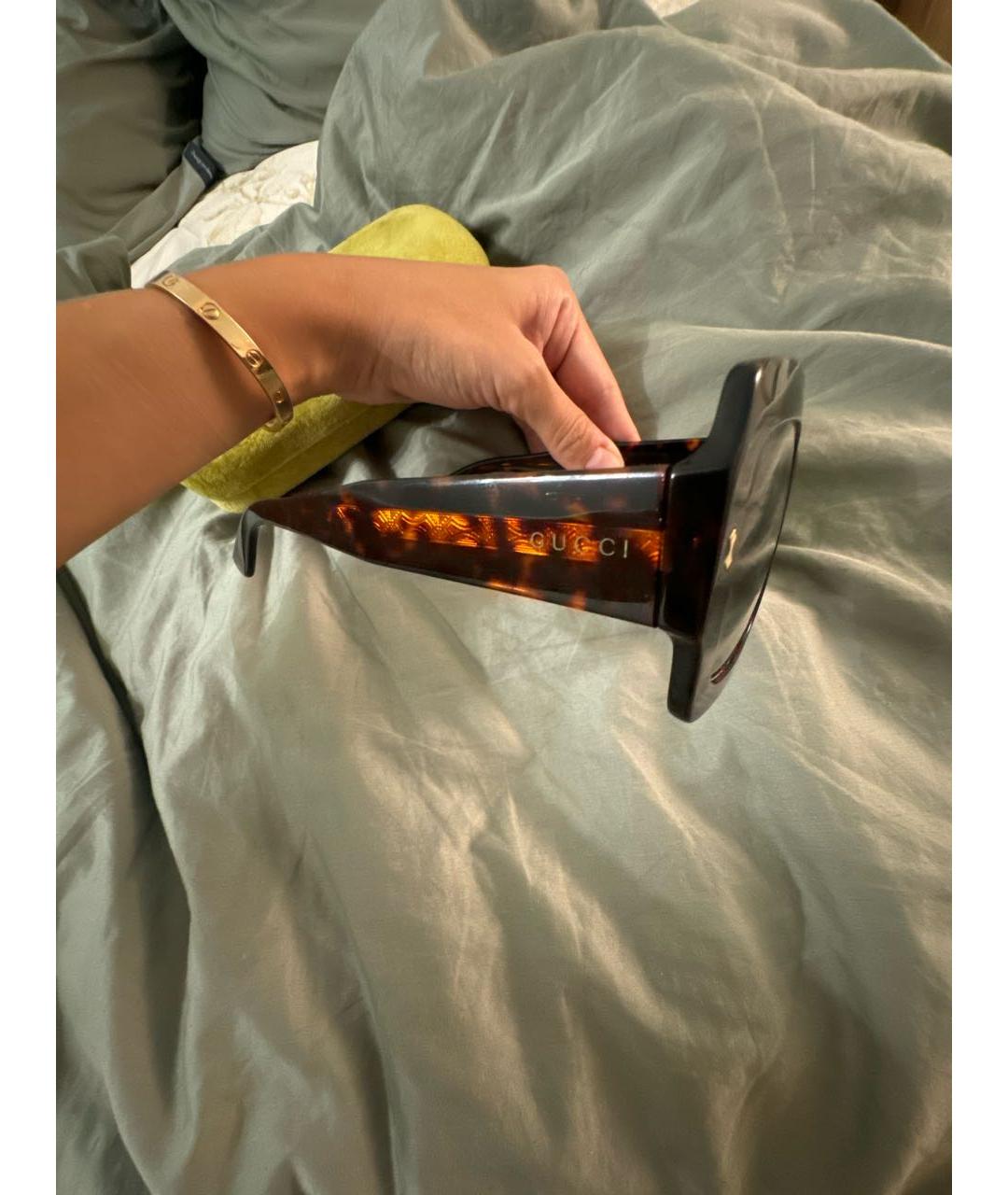 GUCCI Коричневые пластиковые солнцезащитные очки, фото 2