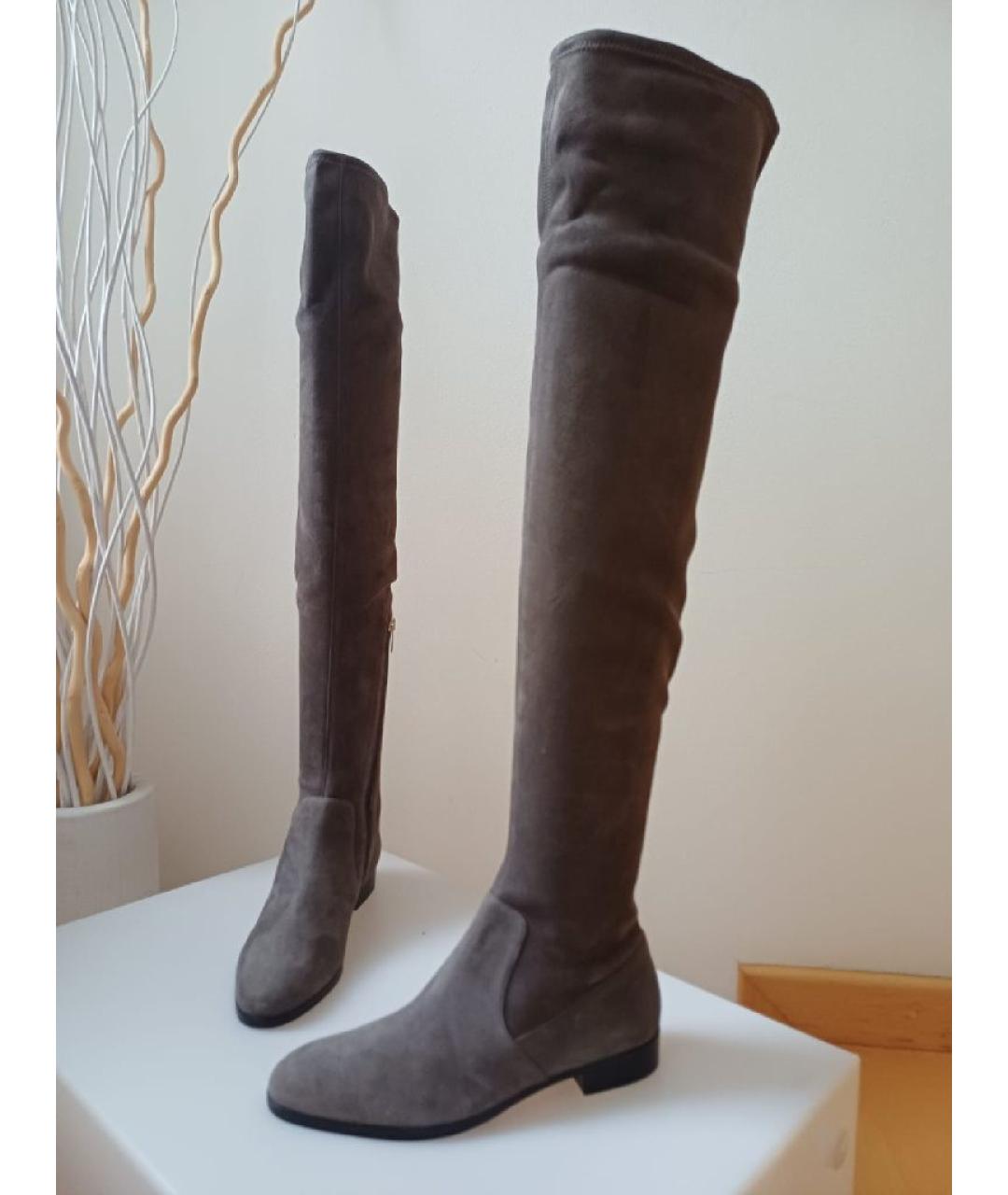 SERGIO ROSSI Серые замшевые ботфорты, фото 4