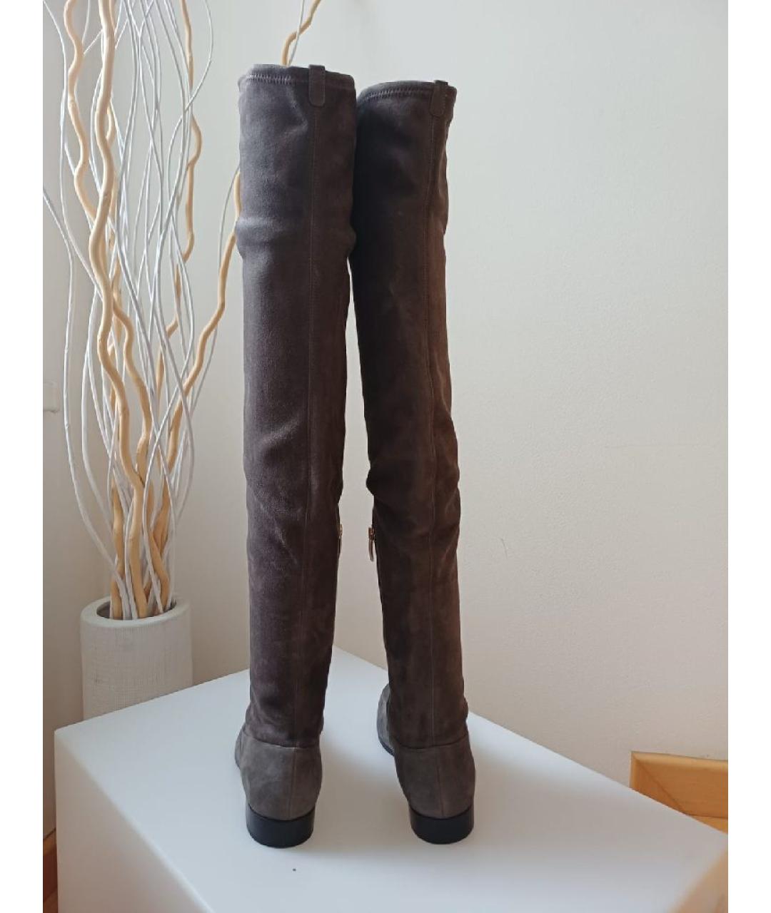SERGIO ROSSI Серые замшевые ботфорты, фото 7