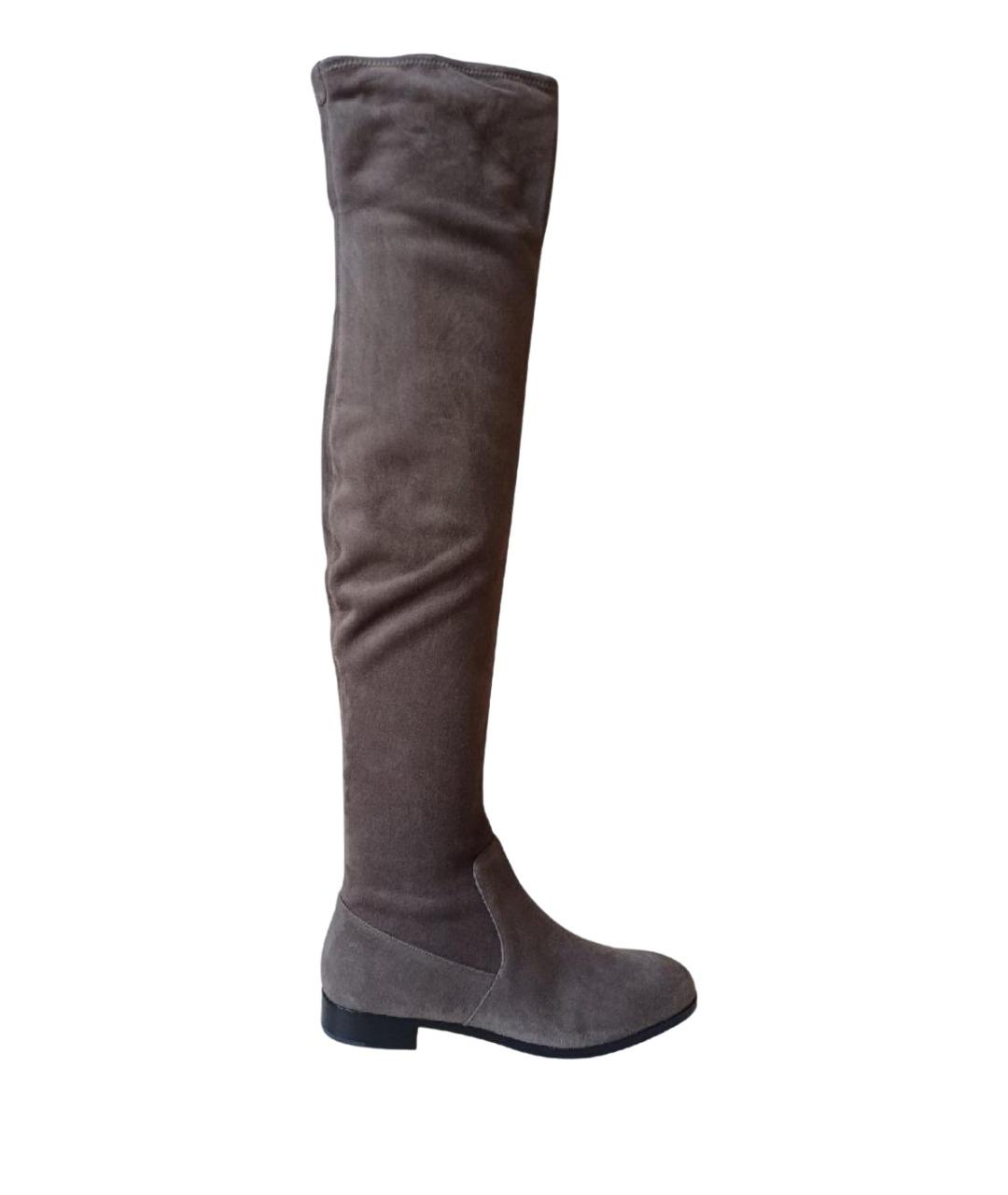 SERGIO ROSSI Серые замшевые ботфорты, фото 1