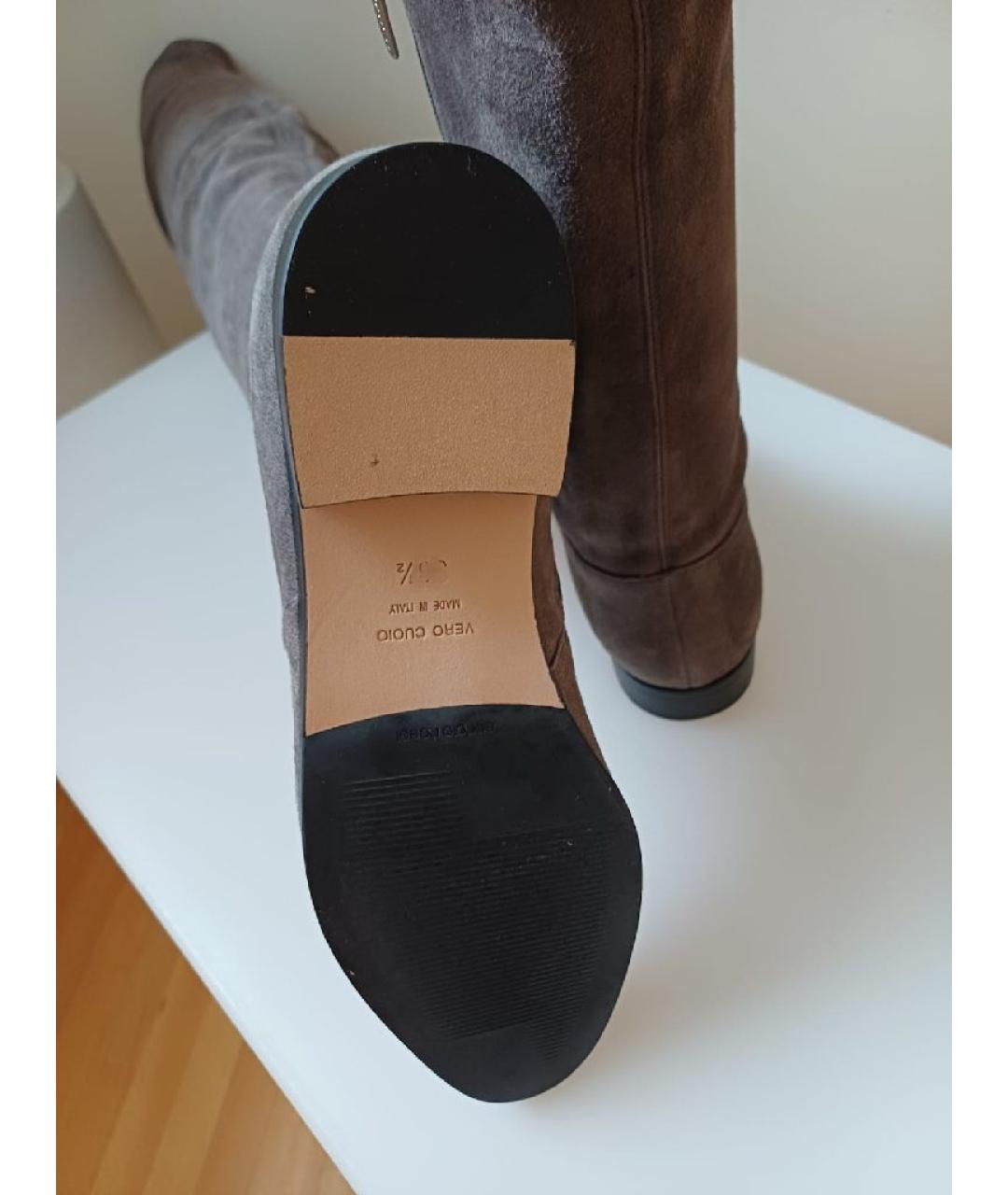 SERGIO ROSSI Серые замшевые ботфорты, фото 8