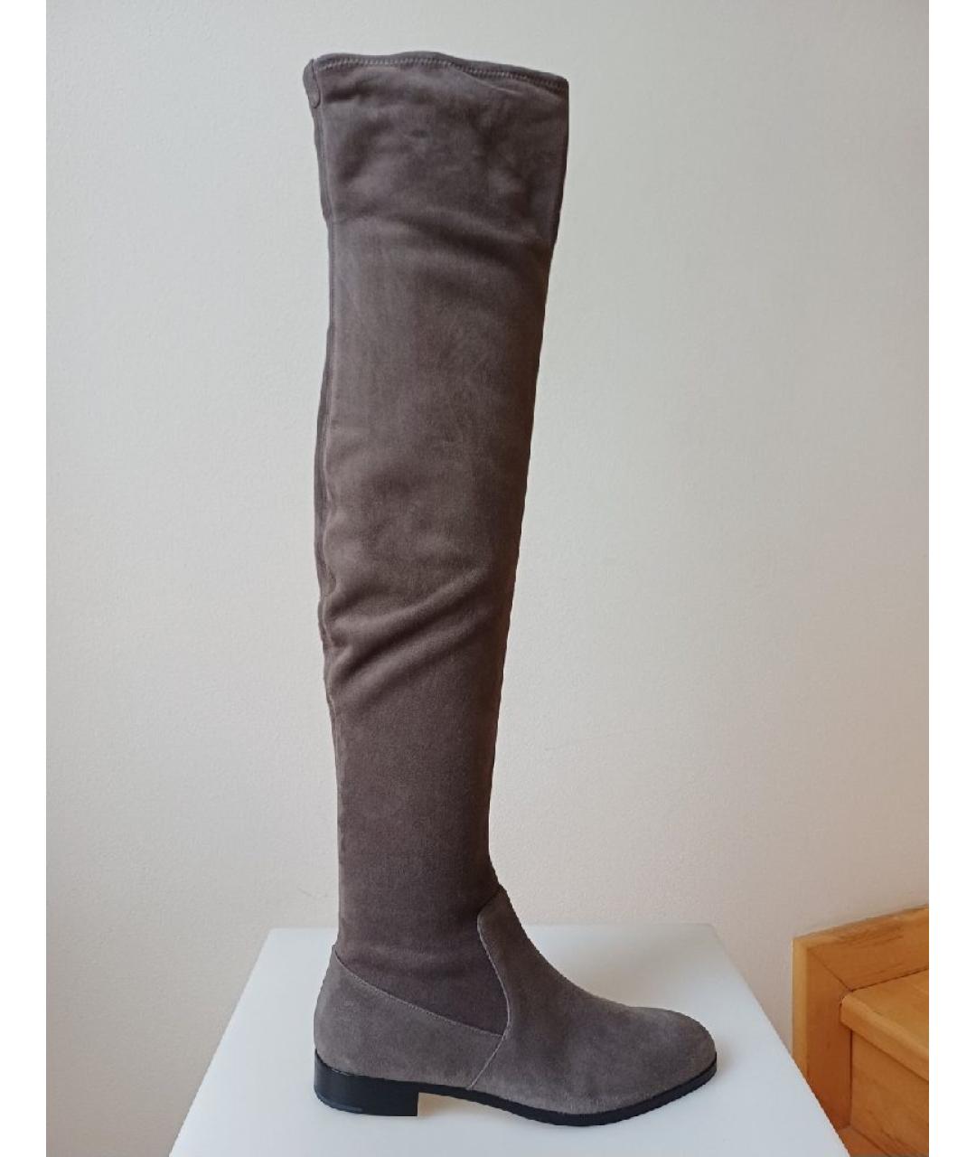 SERGIO ROSSI Серые замшевые ботфорты, фото 9
