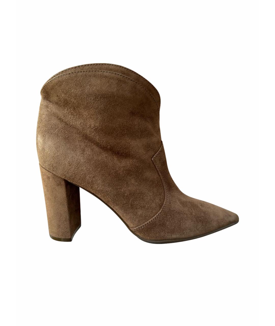 GIANVITO ROSSI Коричневые замшевые ботильоны, фото 1