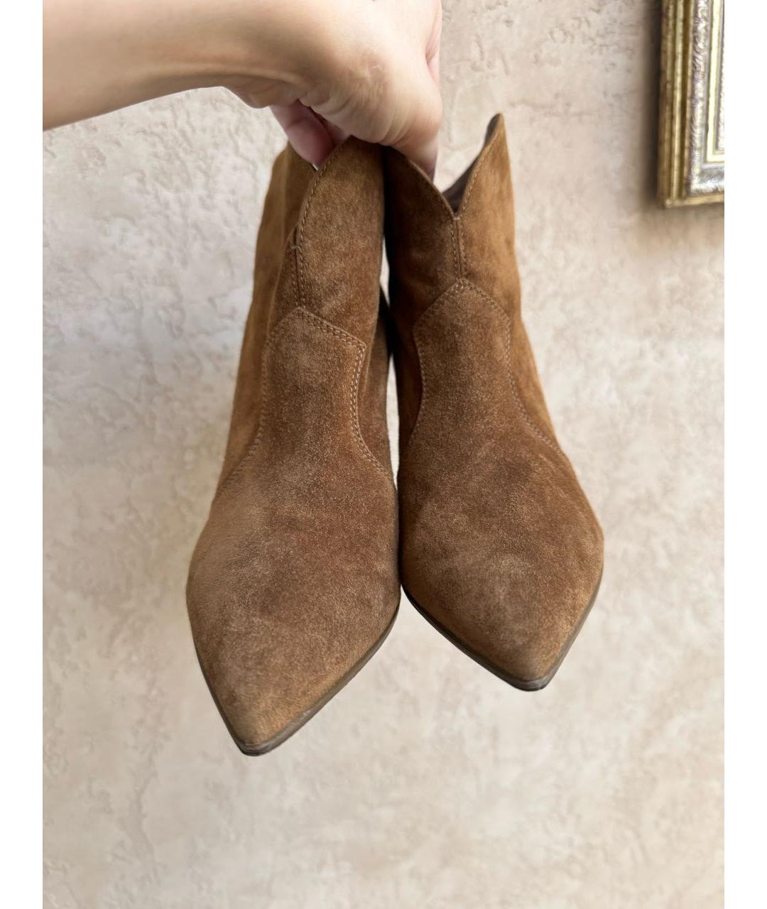 GIANVITO ROSSI Коричневые замшевые ботильоны, фото 4