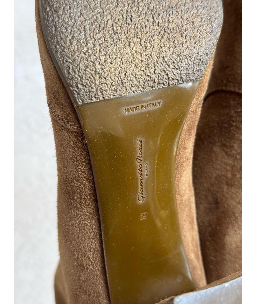 GIANVITO ROSSI Коричневые замшевые ботильоны, фото 7