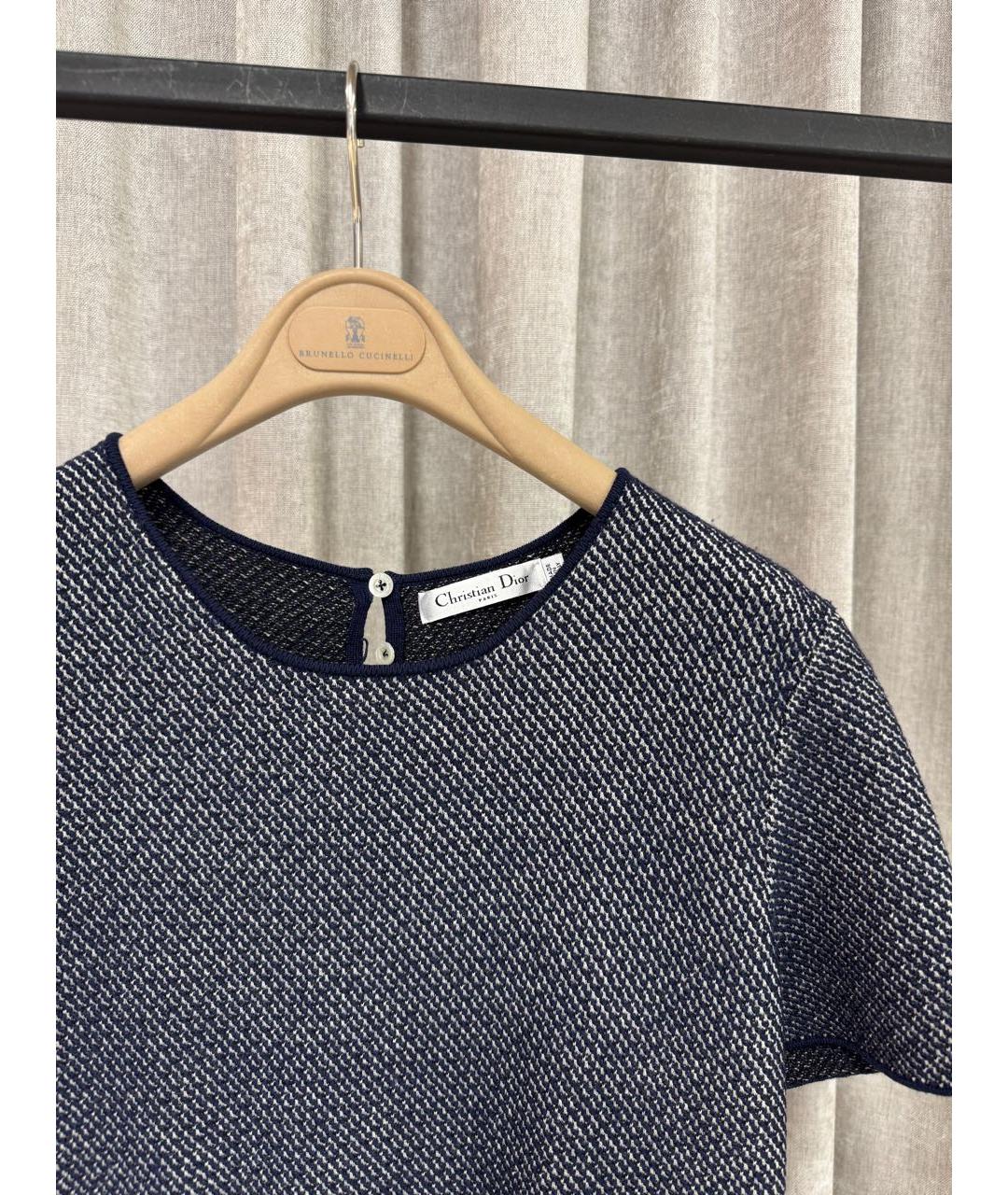 CHRISTIAN DIOR Темно-синее шерстяное повседневное платье, фото 3