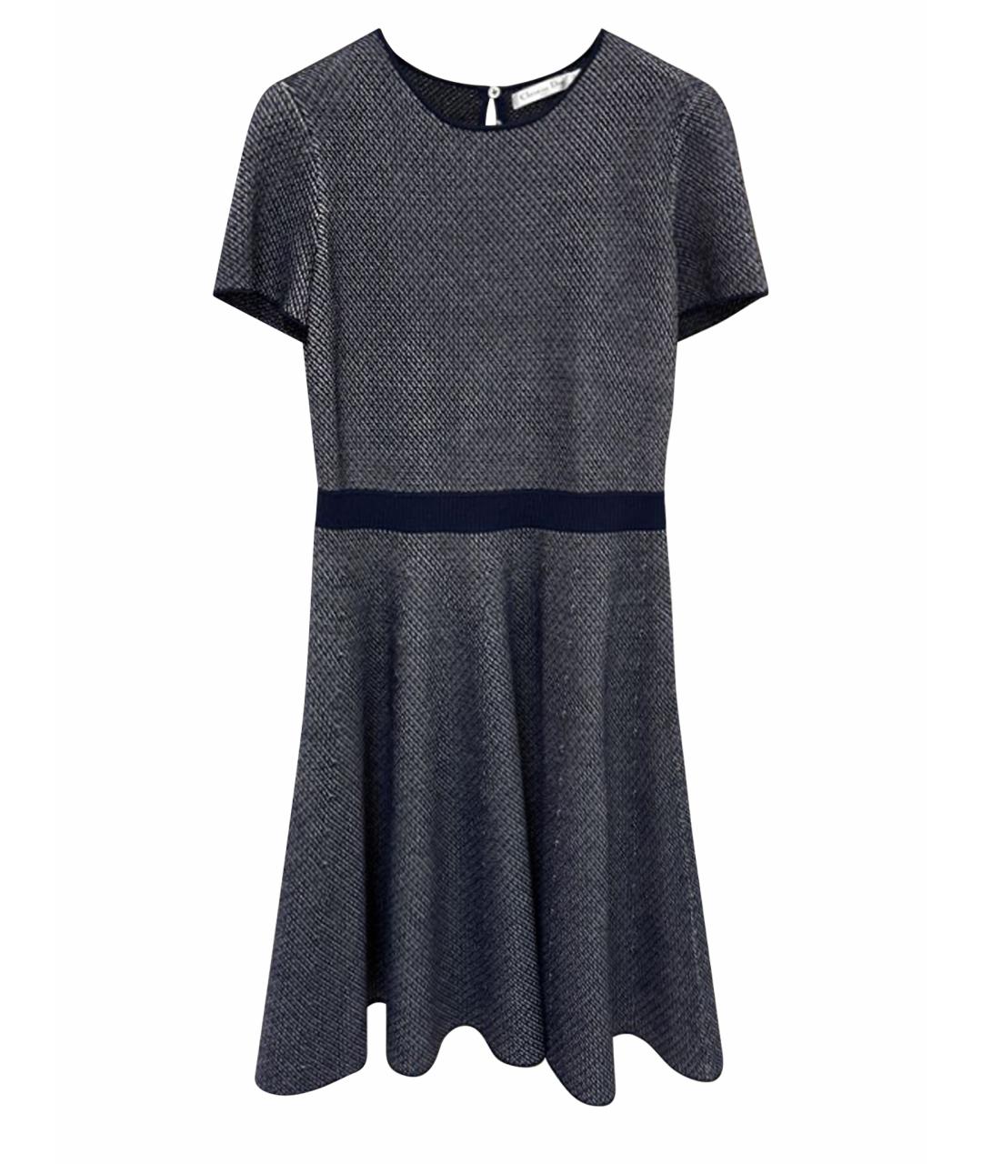 CHRISTIAN DIOR Темно-синее шерстяное повседневное платье, фото 1