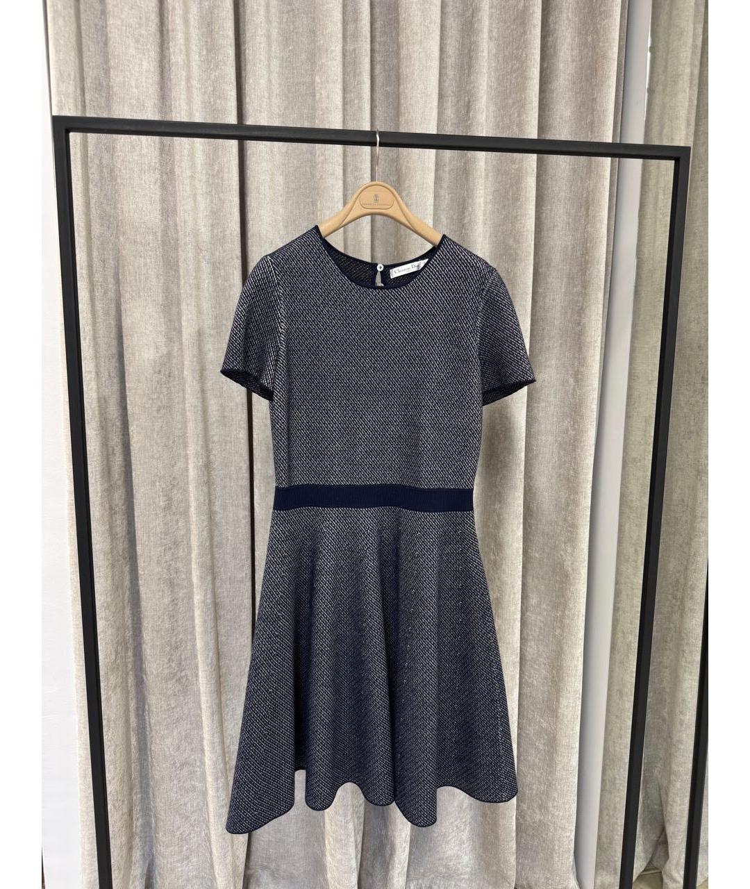 CHRISTIAN DIOR Темно-синее шерстяное повседневное платье, фото 5