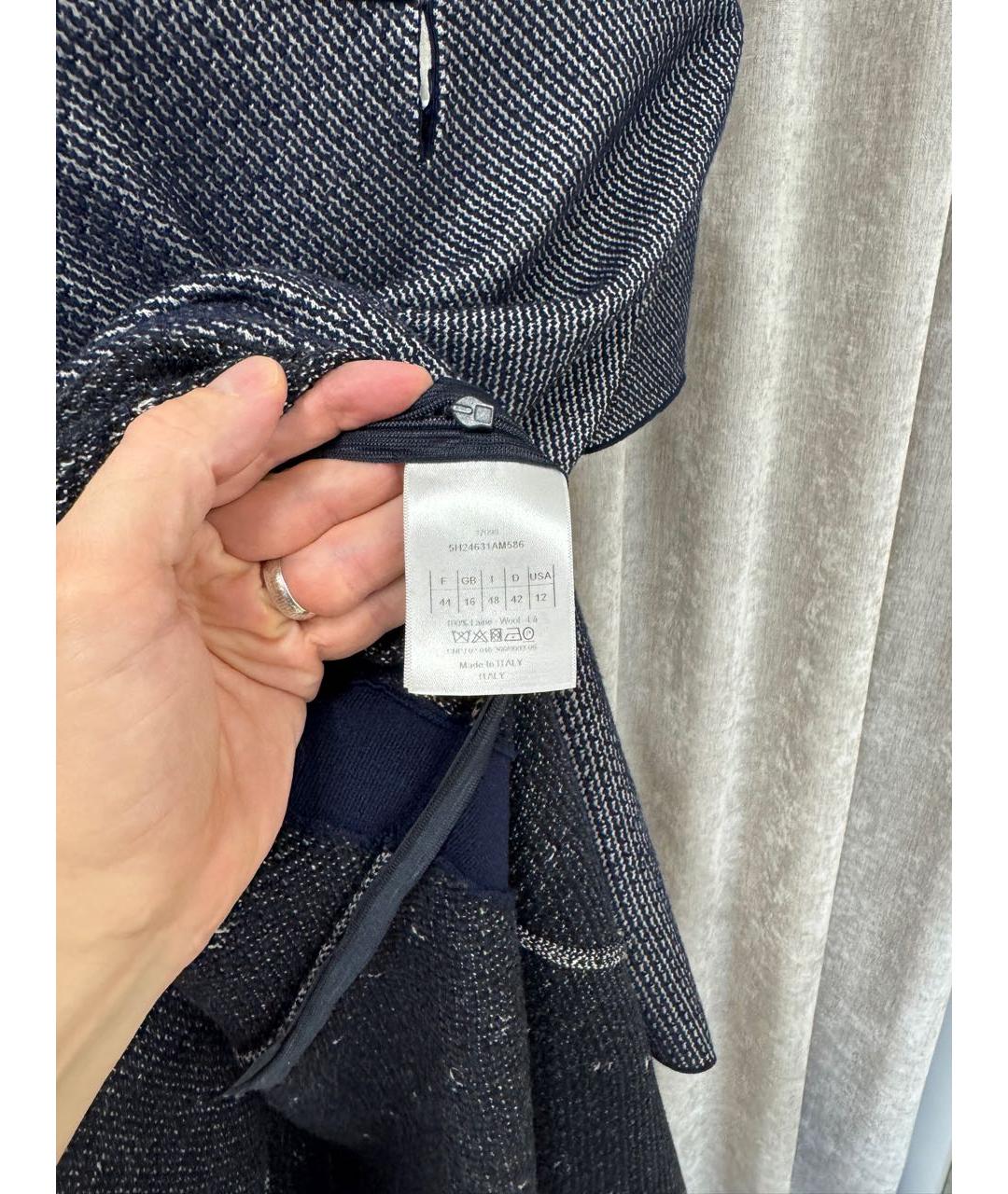 CHRISTIAN DIOR Темно-синее шерстяное повседневное платье, фото 4