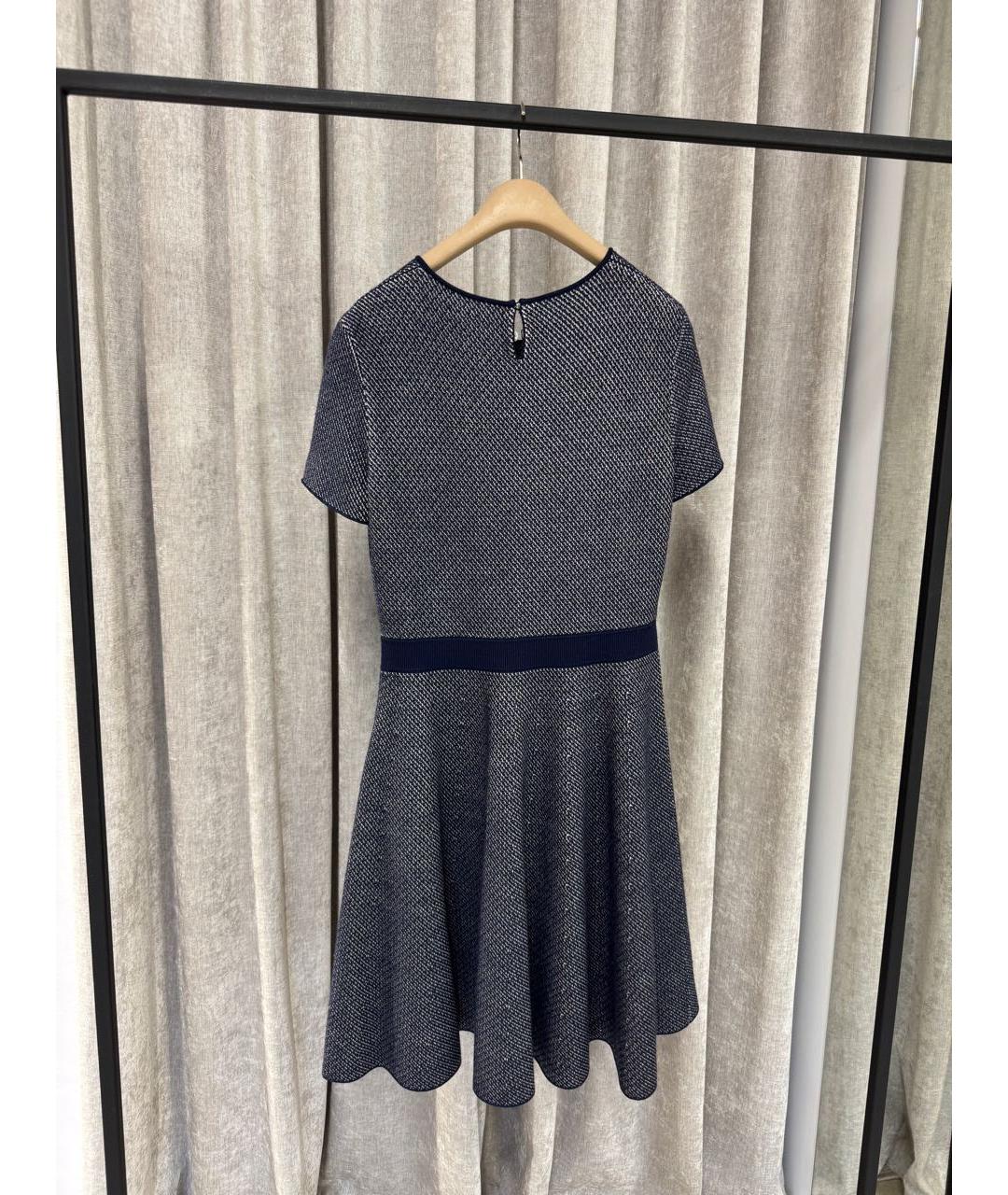 CHRISTIAN DIOR Темно-синее шерстяное повседневное платье, фото 2