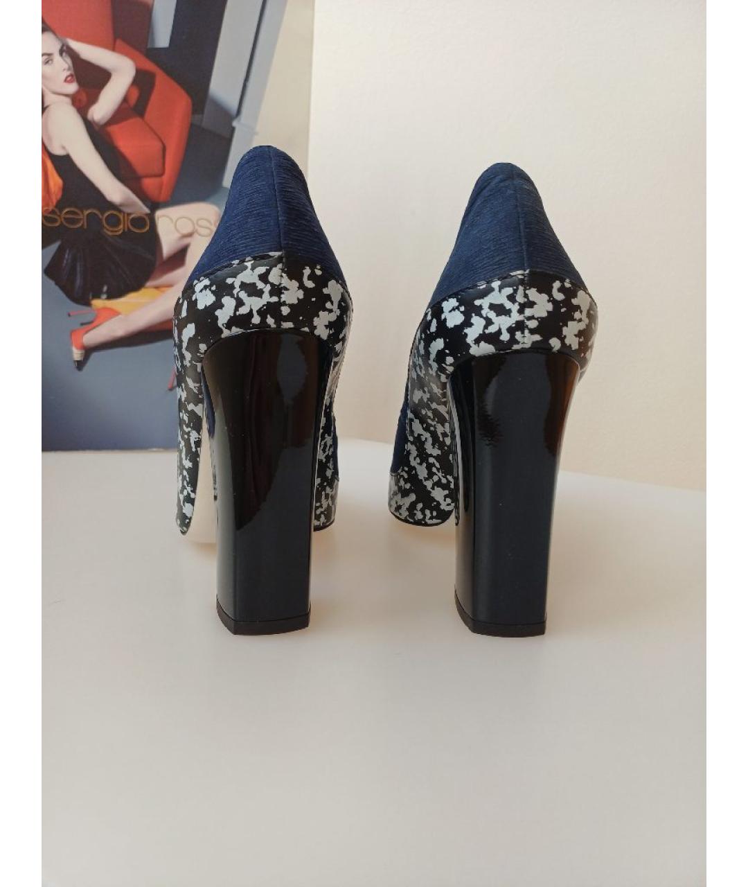 POLLINI Темно-синие нубуковые ботильоны, фото 6