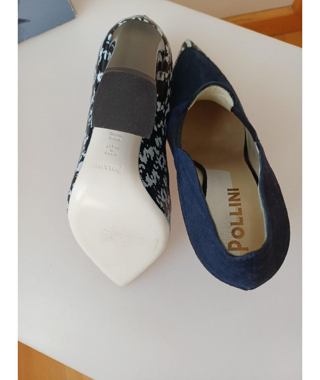 POLLINI Темно-синие нубуковые ботильоны, фото 7