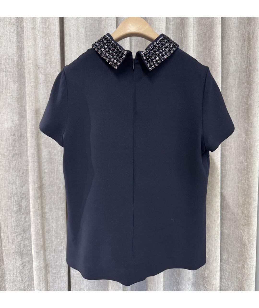 CHRISTIAN DIOR Темно-синяя шелковая блузы, фото 2