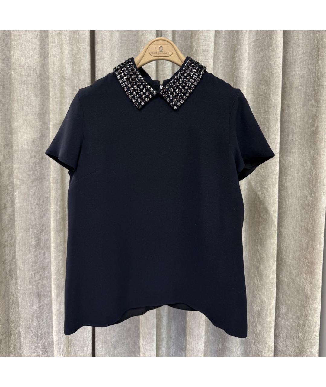 CHRISTIAN DIOR Темно-синяя шелковая блузы, фото 5