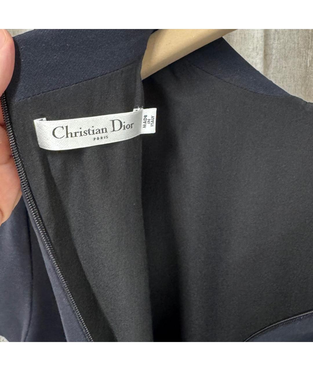 CHRISTIAN DIOR Темно-синяя шелковая блузы, фото 3