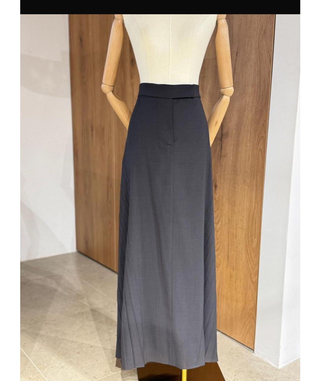 BRUNELLO CUCINELLI Антрацитовая шерстяная юбка макси, фото 4