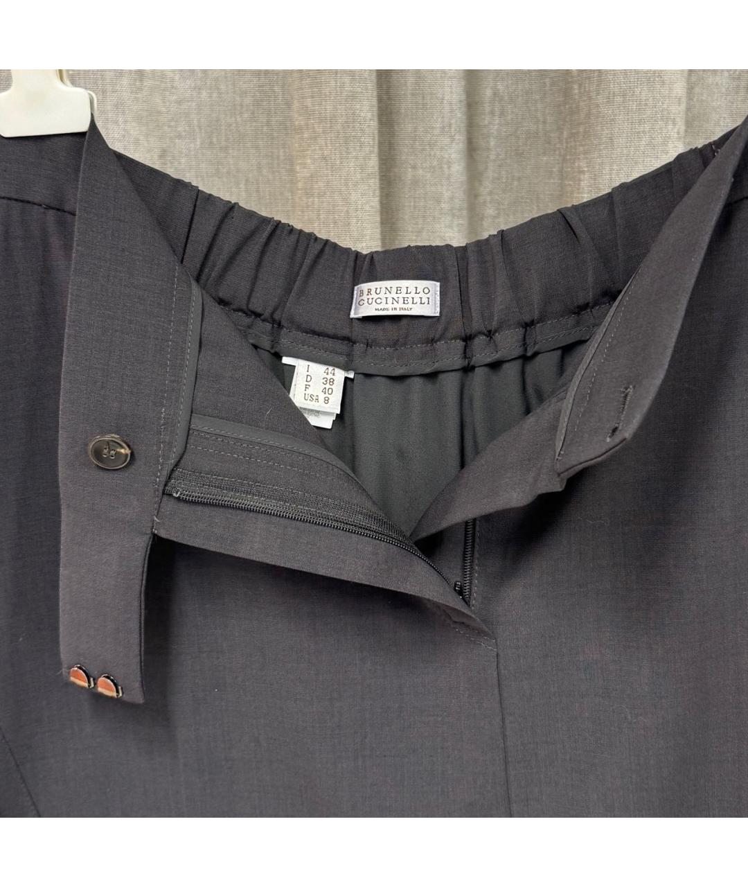 BRUNELLO CUCINELLI Антрацитовая шерстяная юбка макси, фото 3