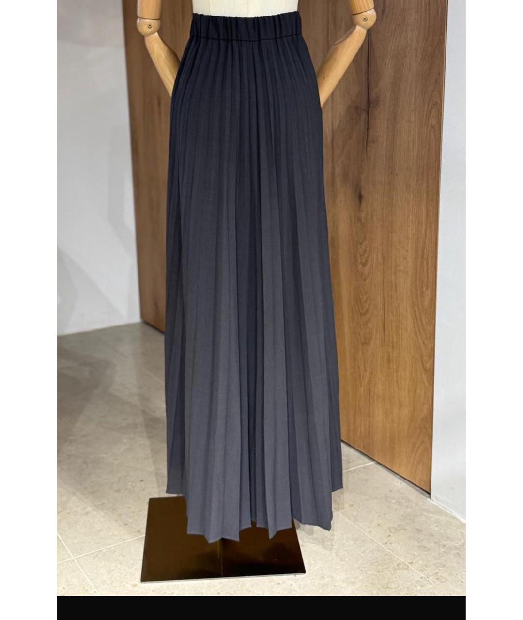 BRUNELLO CUCINELLI Антрацитовая шерстяная юбка макси, фото 5