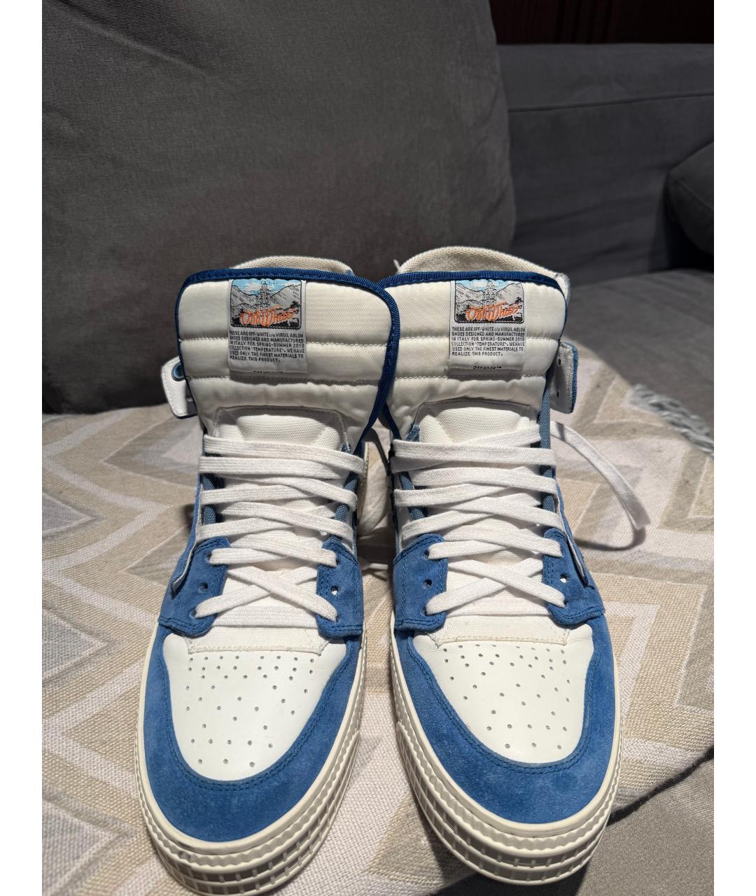OFF-WHITE Голубые высокие кроссовки / кеды, фото 2