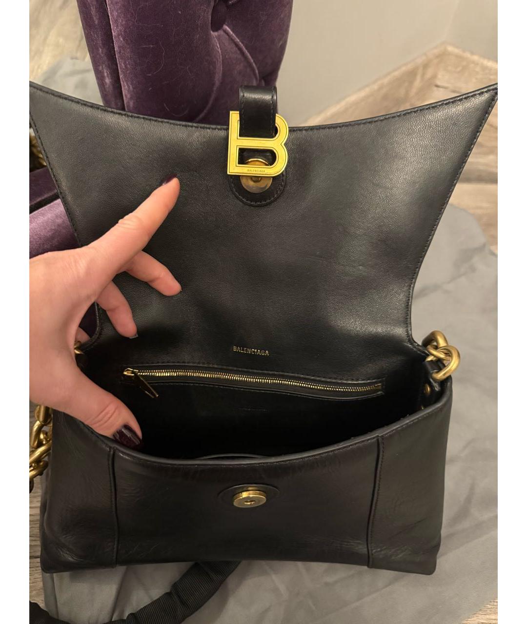 BALENCIAGA Черная кожаная сумка через плечо, фото 4