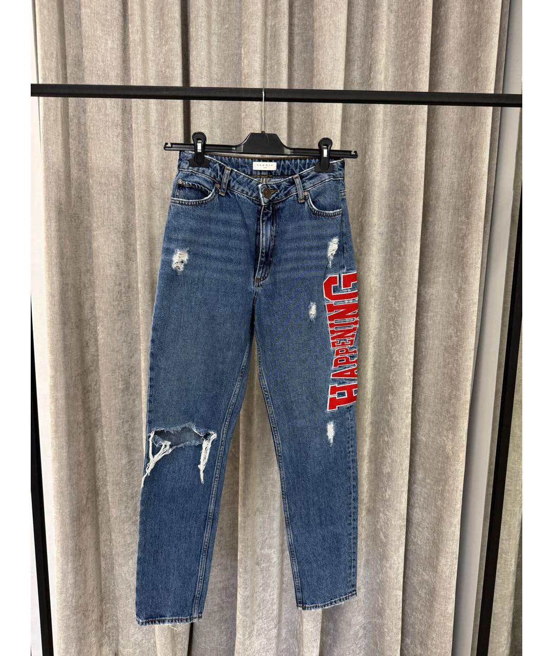 SANDRO Синие хлопковые прямые джинсы, фото 5