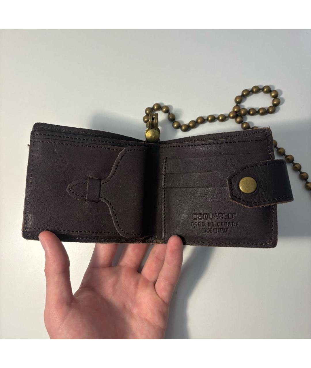DSQUARED2 Коричневый кожаный кошелек, фото 3