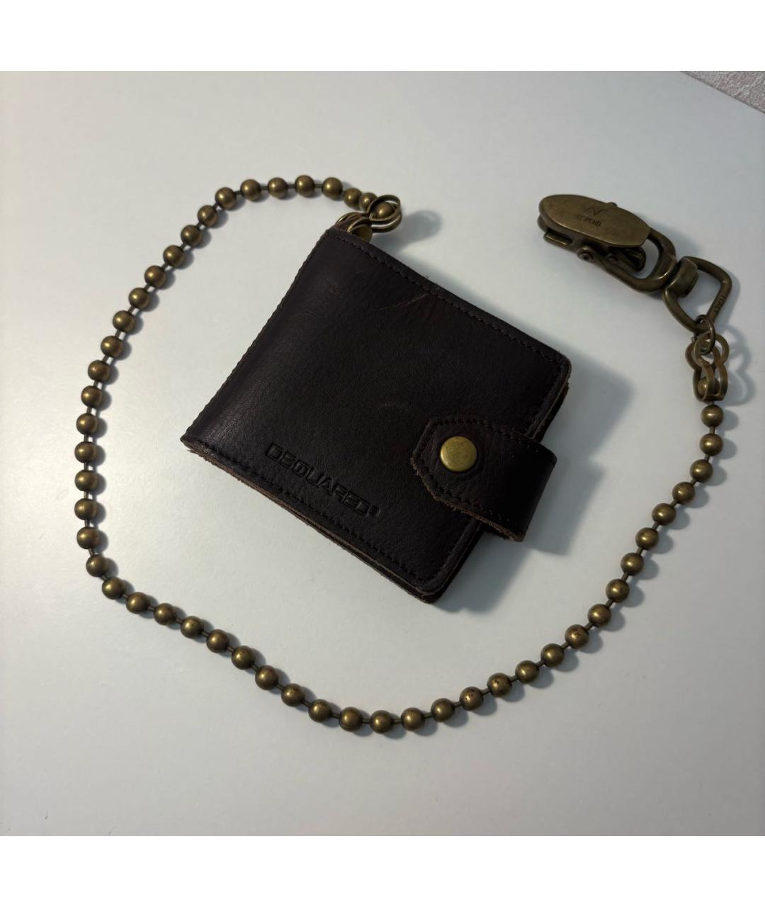 DSQUARED2 Коричневый кожаный кошелек, фото 9