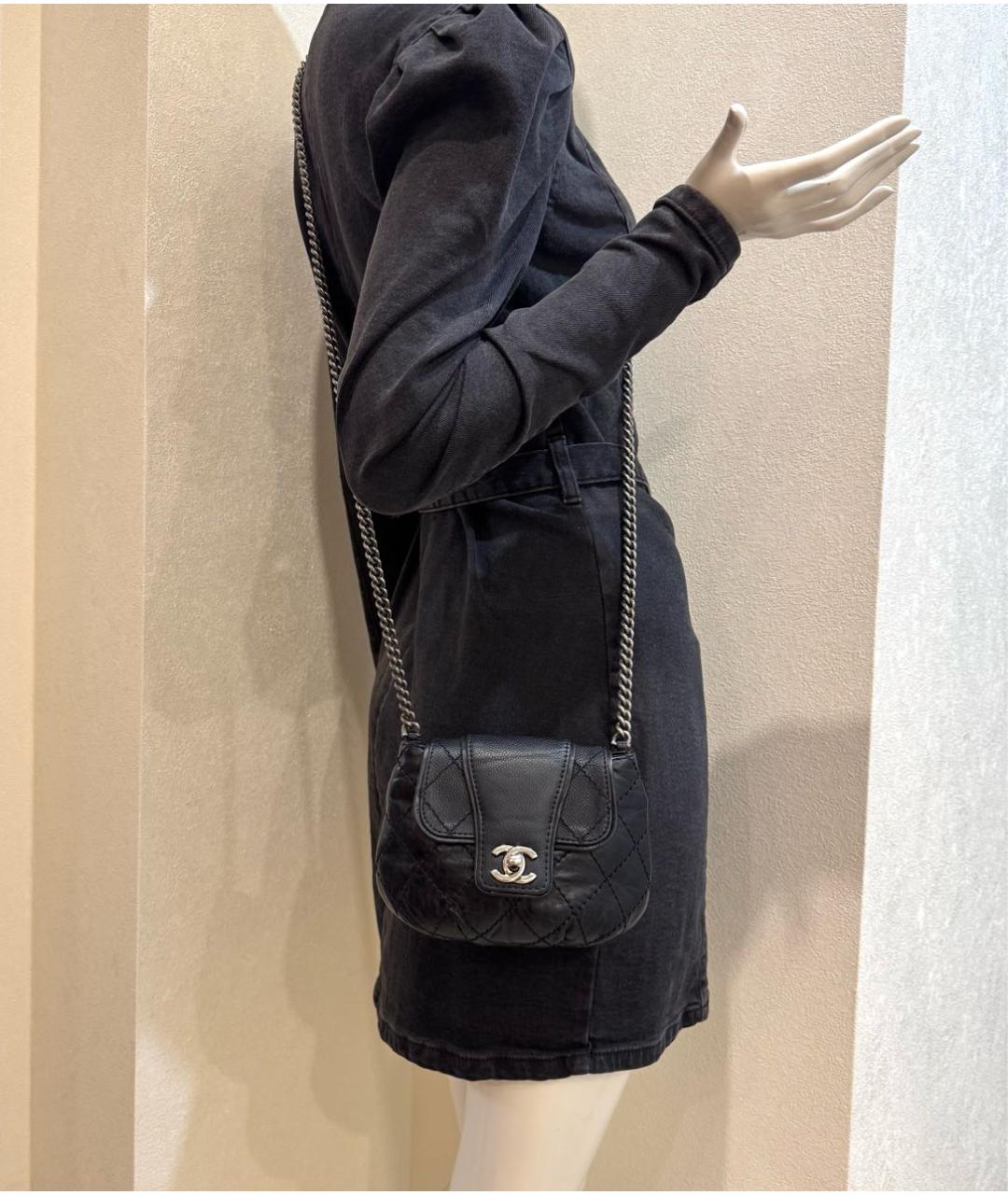 CHANEL Черная кожаная сумка через плечо, фото 3