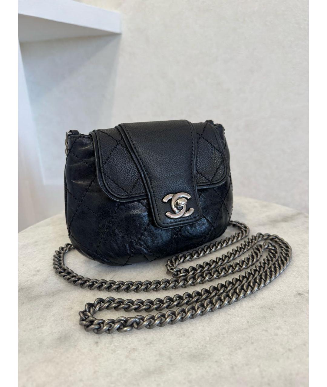 CHANEL Черная кожаная сумка через плечо, фото 5