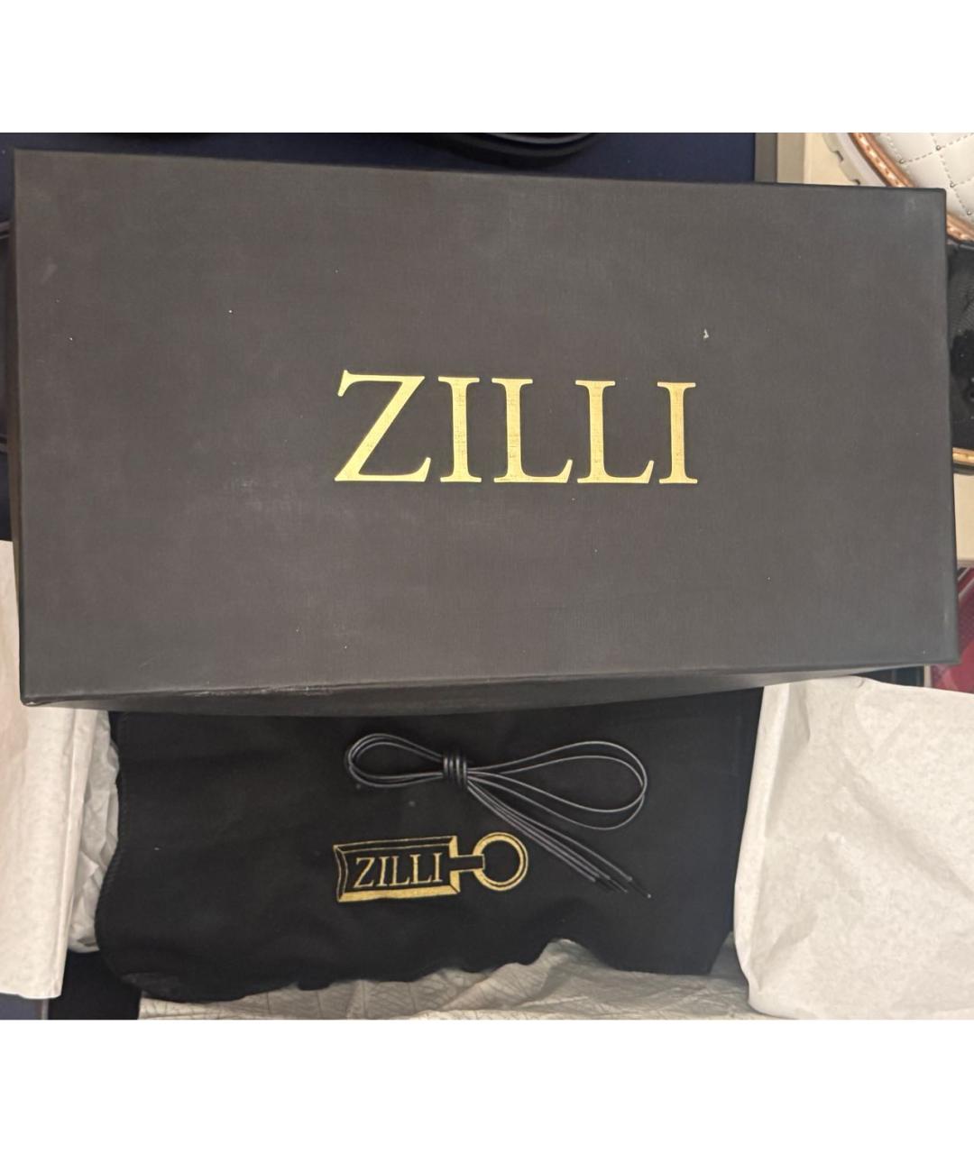 ZILLI Темно-синие кожаные низкие ботинки, фото 8