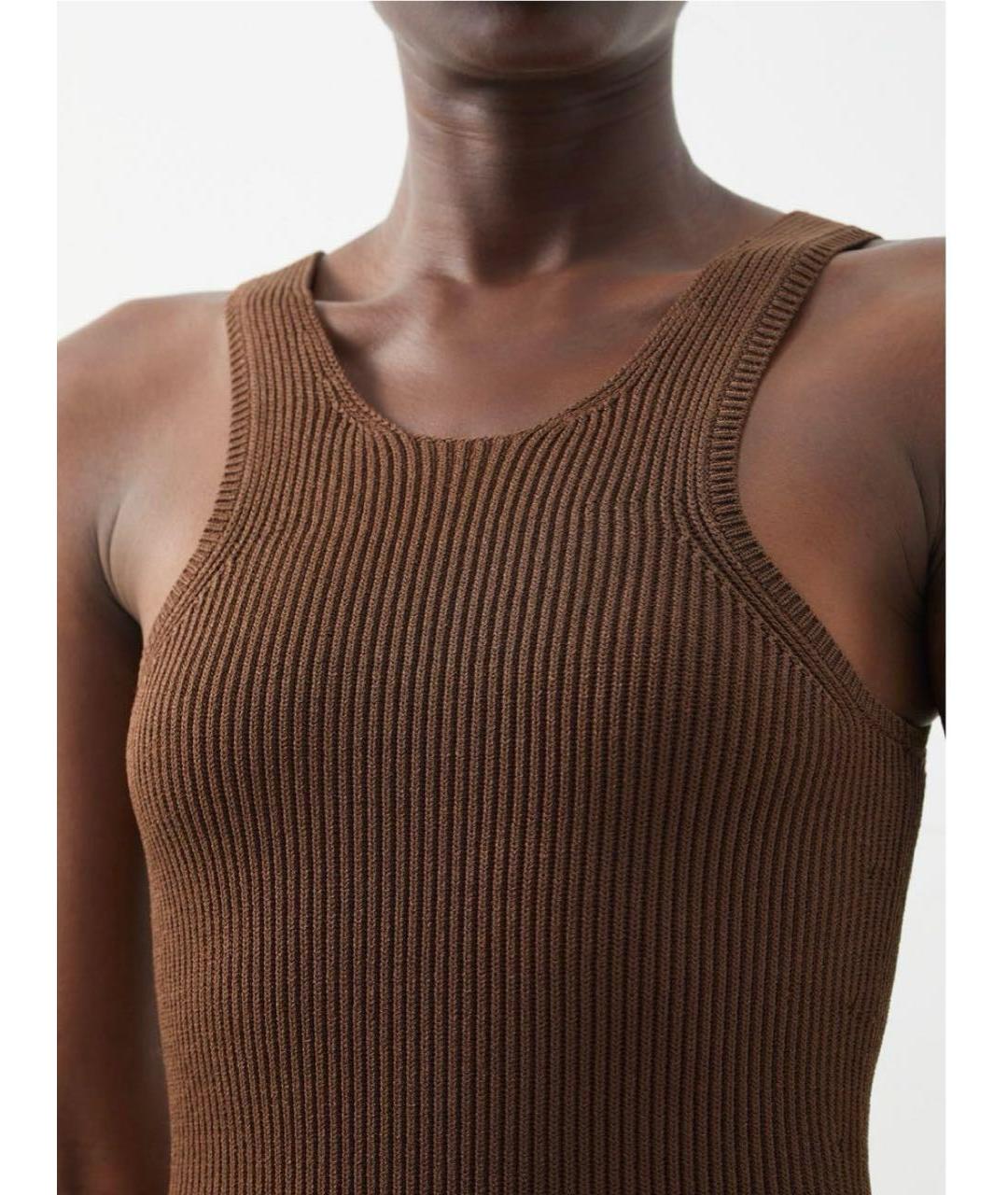 TOTEME Коричневая вискозная майка, фото 3