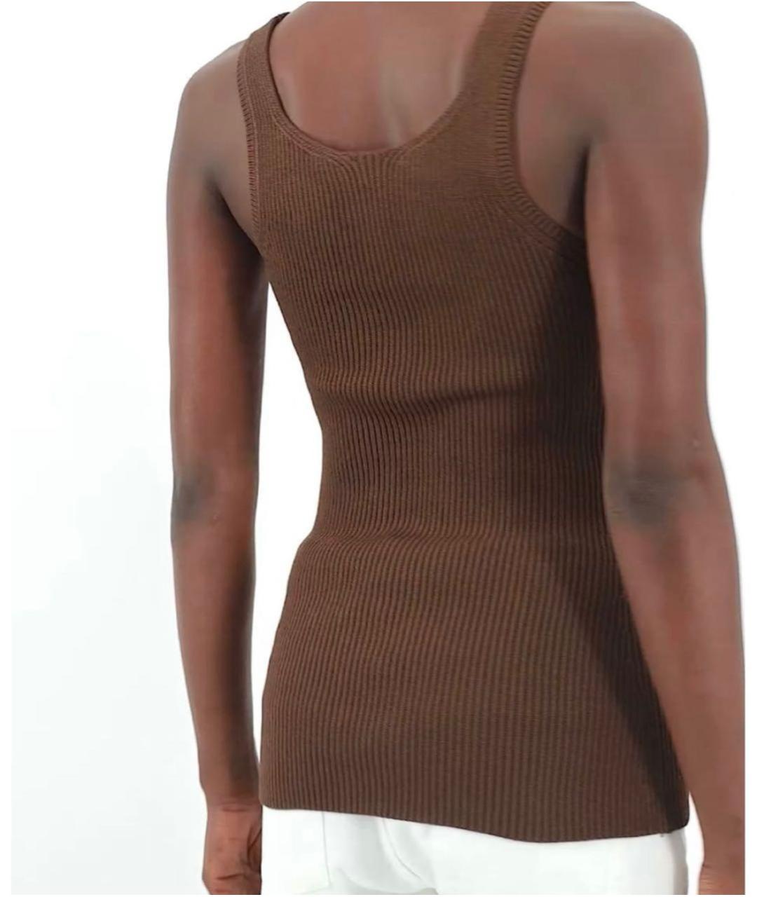 TOTEME Коричневая вискозная майка, фото 5