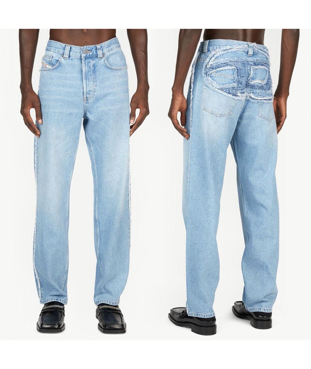 DIESEL Голубые хлопковые прямые джинсы, фото 8