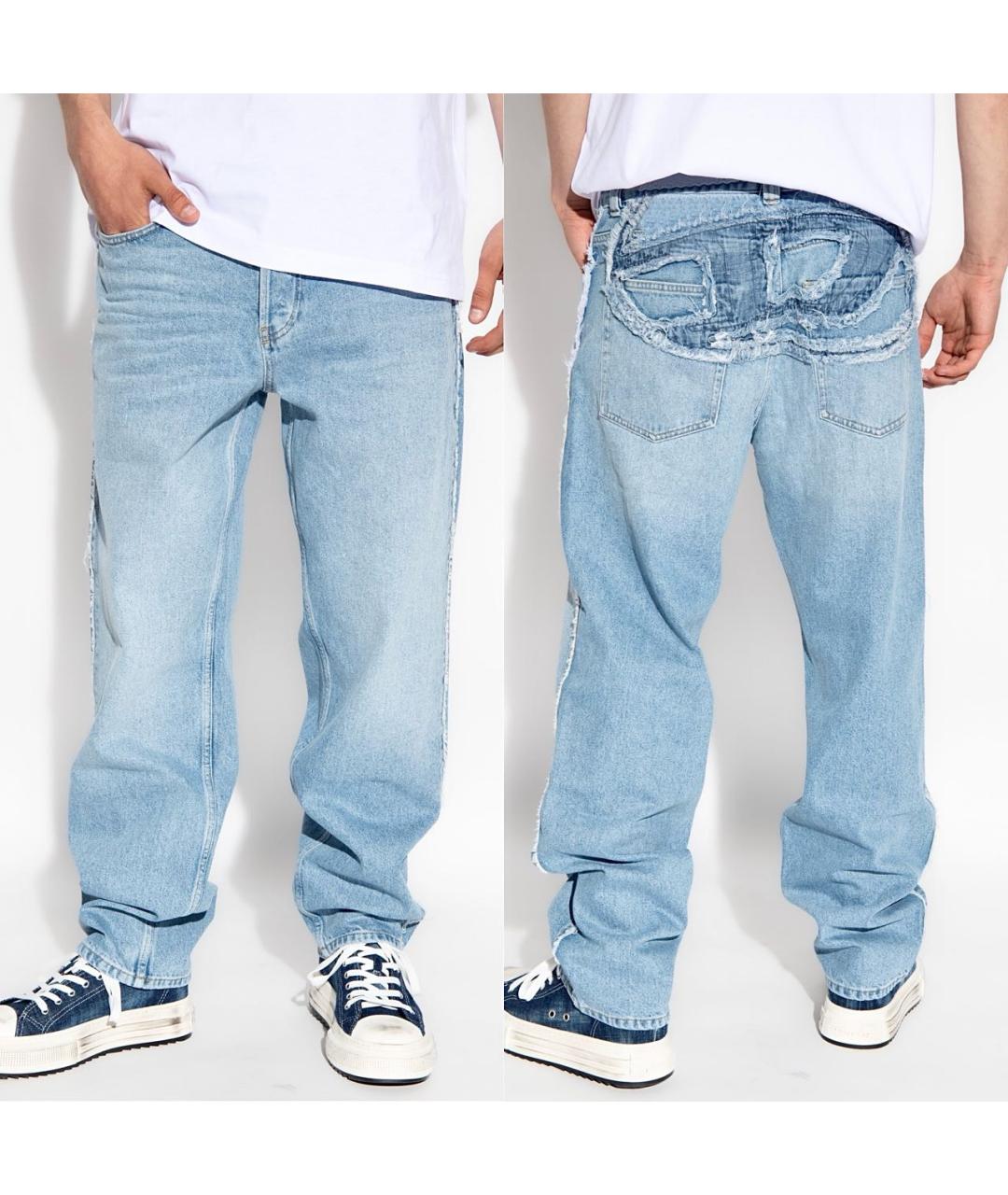 DIESEL Голубые хлопковые прямые джинсы, фото 3